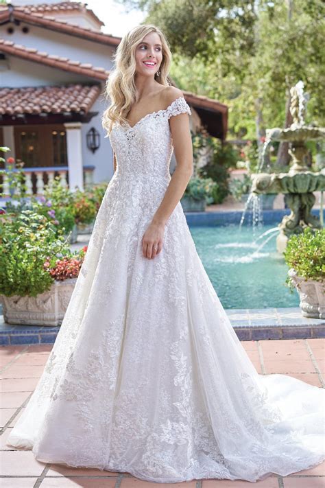 F211017 Pretty Off The Shoulder Embroidered Lace Ball Gown Wedding Dress Wedding Dresses Lace