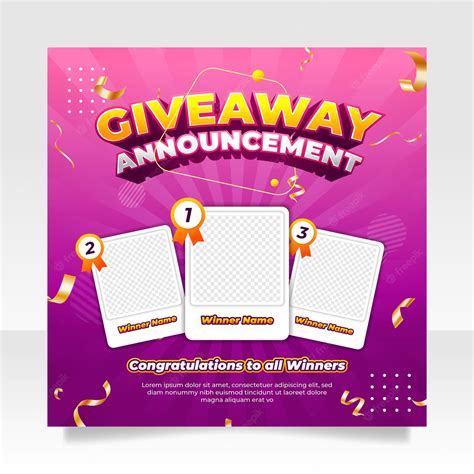 Premium Vector Giveaway Winner Announcement Social Media Post Banner
