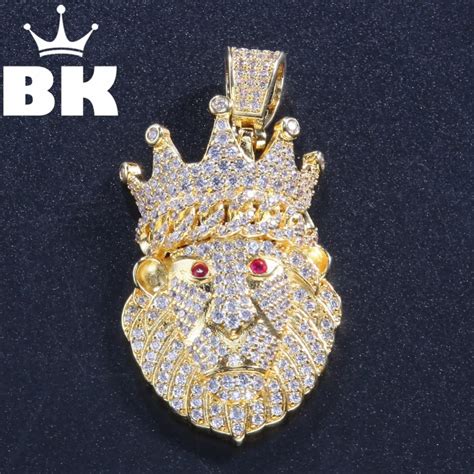 The Bling King Custom Crown Lion Of The Forest Necklace Hip Hop Full