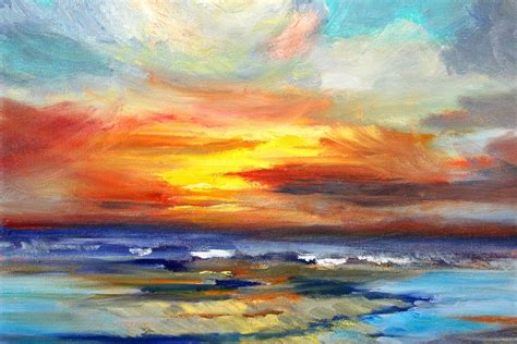 Sunset Oil Painting Original Etsy In 2020 Ocean Painting Painting