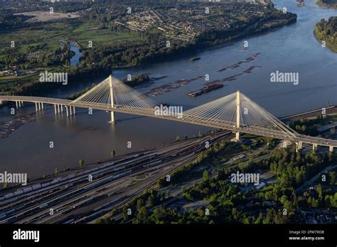 Aerial View On Fraser River And Port Mann Bridge Stock Photo Alamy