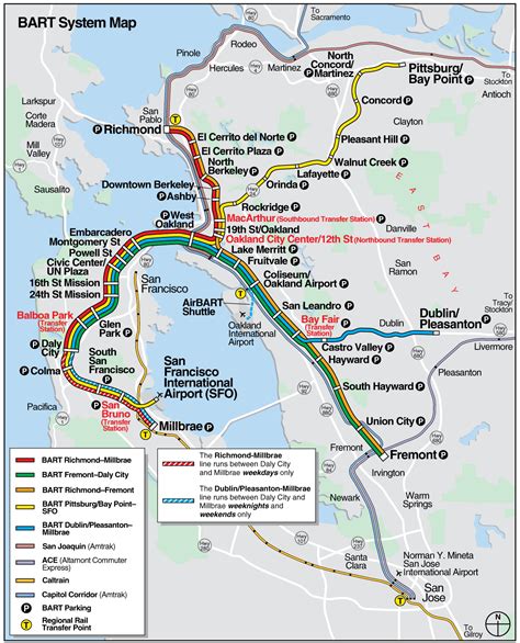 San Francisco Bart System Map Railway San Francisco Travel Bart