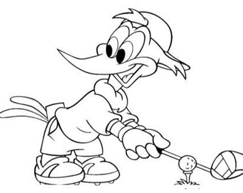 Woody Woodpecker Jugando Al Golf Para Colorear Imprimir E Dibujar