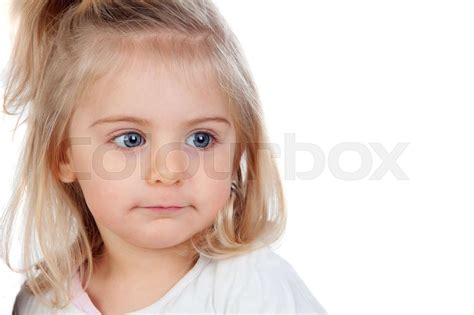 Pretty Blonde Baby Girl With Blue Eyes Stock Image Colourbox