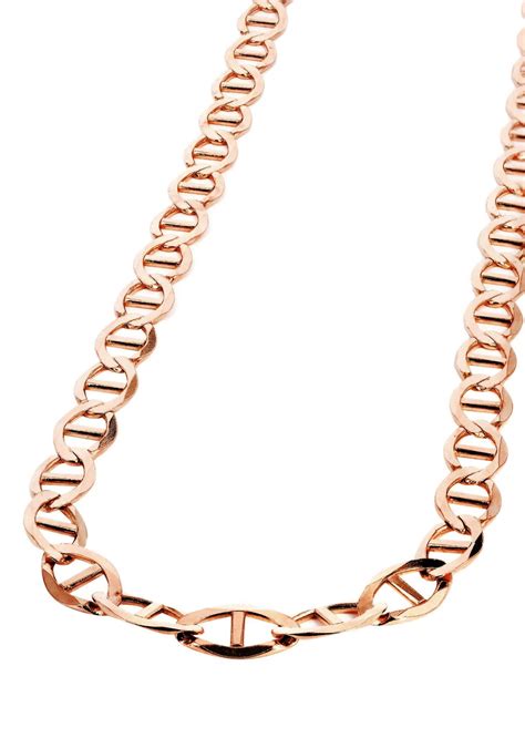 Womens 14k Rose Gold Chain Solid Mariner Chain Frostnyc