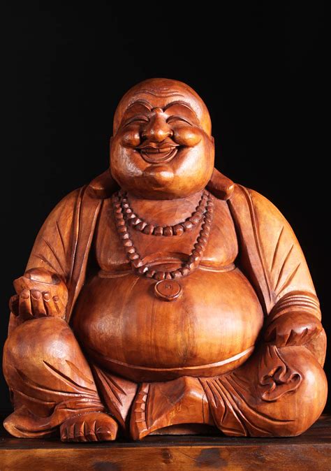 Sold Wood Seated Fat And Happy Buddha Of Wealth 23 102bw12 Hindu
