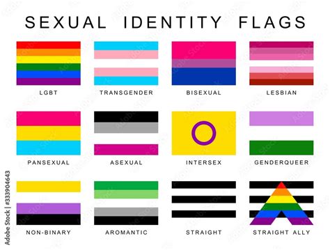 Vettoriale Stock Sexual Identity Pride Flags Set Lgbt Symbols Flag Gender Sexe Gay