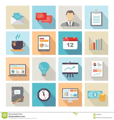 Business Icons Flat Design Stock Vector Illustration Of Flat 43965371
