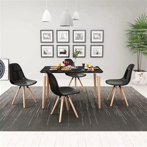 Eettafel Set 5 Delig Zwart Incl Anti Kras Vilt 16st Eet Tafel 4 Eetstoelen Bol Com