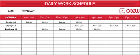 Daily Work Schedule Template Free Templates Daily Work Planner