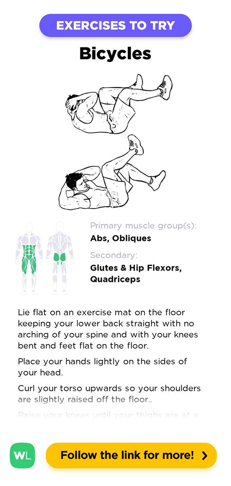 Bicycles Elbow To Knee Crunches Cross Body Crunches WorkoutLabs