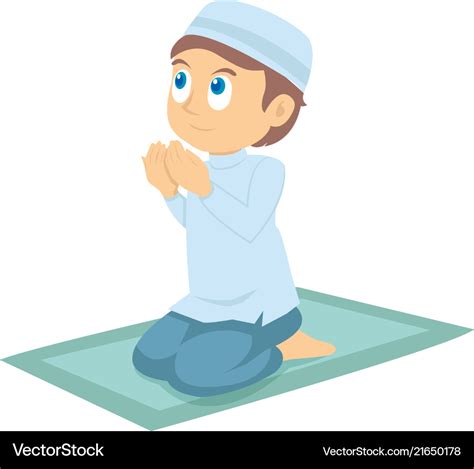 A Young Muslim Boy Praying Royalty Free Vector Image