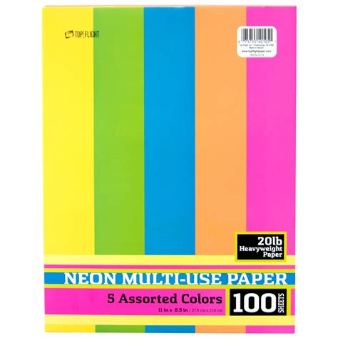 Neon Multipurpose Paper Assorted Colors 11x85