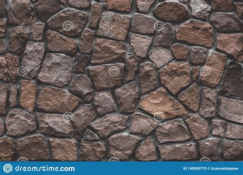 Stone Mosaic Brown Masonry Old Stone Wall Surface Brown