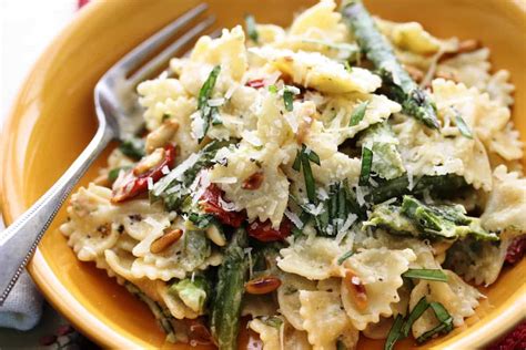 Bow Tie Pasta With Oven Roasted Tomatoes Roasted Asparagus And Boursin