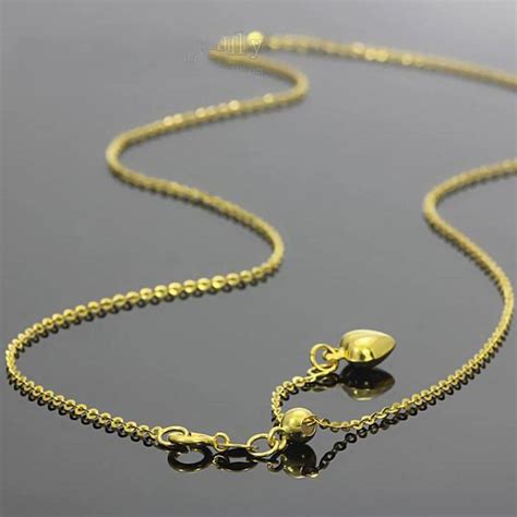 Fine Au750 Pure 18k Yellow Gold Chain Women O Link Necklace Adjustable