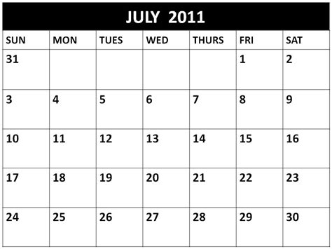 Njyloolus July Calendar 2011 With Holidays