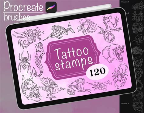 120 Procreate Tattoo Stamps Traditional Tattoo Procreate Stamps