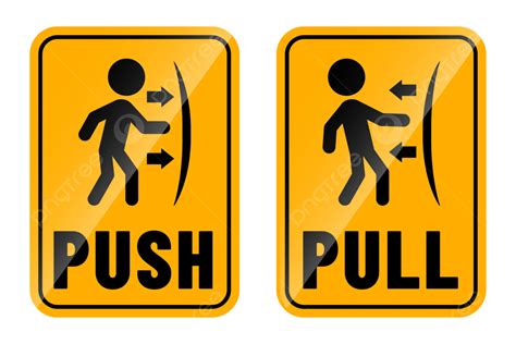 Pull And Push Door Sign In Yellow Color Vector Pull And Push Door