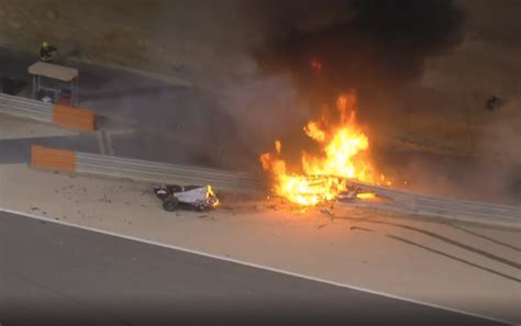 Fiery crash halts Bahrain Grand Prix seconds after start 