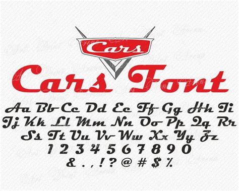 Cars Inspired Font Svg Disney Cars Inspired Svg Font Cars Alphabet