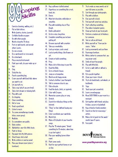 99 Coping Skills Poster Leisure