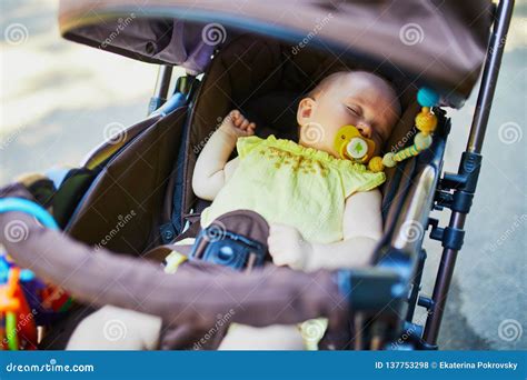 Baby Girl Sleeping In Stroller Stock Photo Image Of Child Healthy