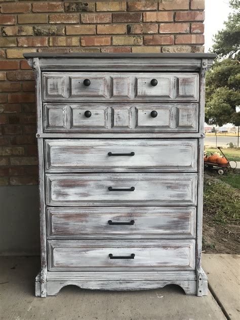 Dry Brushed Rustic Dresser Finished In Annie Sloan Chalk Paint In Pure