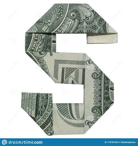 Money Origami Letter S Character Folded With Real One Dollar Bill