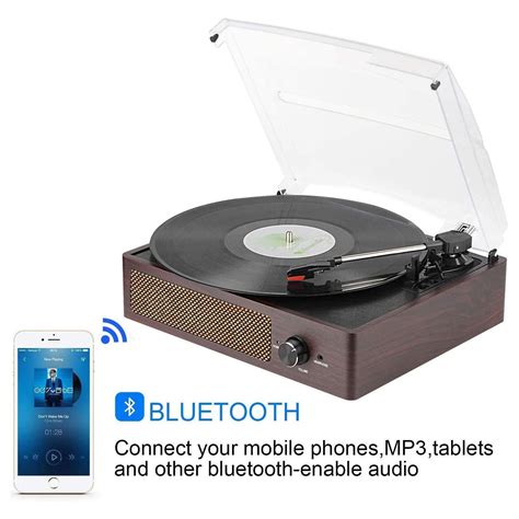 Digitnow Bluetooth Record Player Belt Driven 3 Speed Turntable Vintag