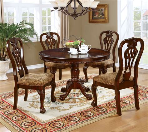 Formal Traditional Antique Dining Room Furniture 5 Pieces Set Classic