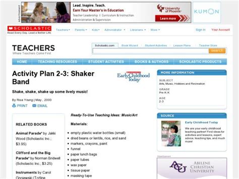 Shaker Band Lesson Plan Lesson Planet Classroom Lesson Plans