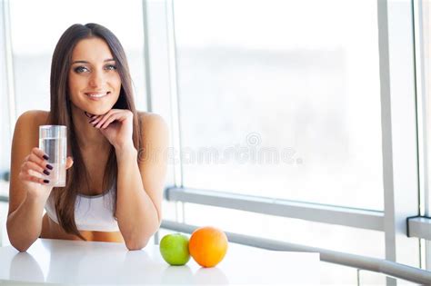 Young Woman Drinking Water Drinking Fresh Water Stock Image Image Of