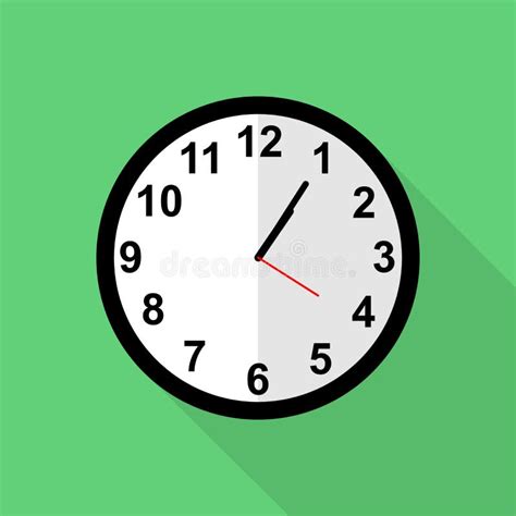 Classic Clock Icon Five Minutes Past One O Clock Stock Illustration