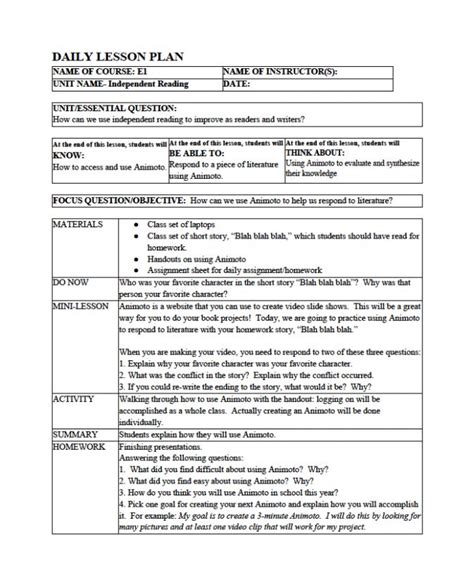 Pin On Lesson Plan Templates