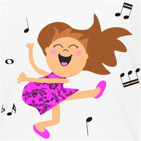 Cute Dancing Girl Cartoon In Hot Pink Dress Kids T Shirt