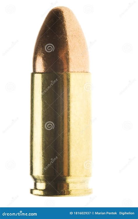 Shiny 9 Mm Caliber Bullets Close Up Of A 9mm Full Metal Jacket Ammo