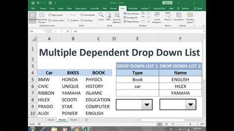 Multiple Dependent Drop Down List Excel Template