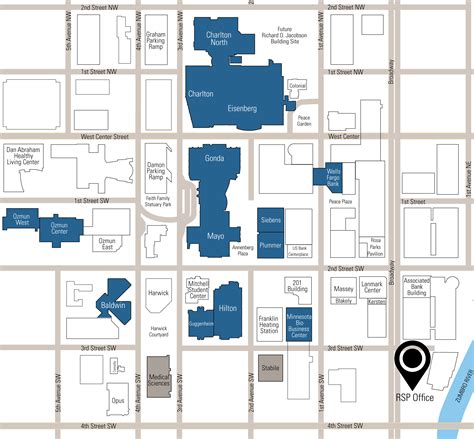 Rsp And Mayo Clinic Relationship Downtown Campus Map