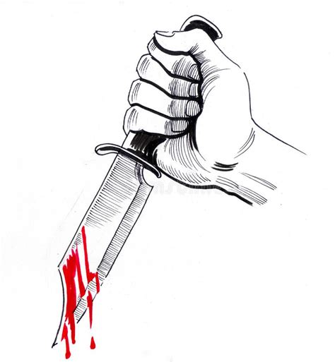 Machete drawing on white background vector. Blood dripping knife stock illustration. Illustration of ...