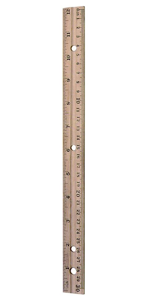 Charles Leonard Double Bevel Metal Edged Wood Ruler 12 Inches