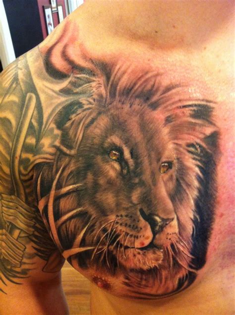 Lion Chest Tattoo By Mike Carro At Undeadinkny สิงโต