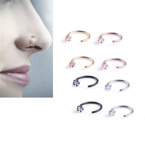 Fashion Fake Septum Medical Titanium Nose Ring Gold Star Zirconia Body Clip Hoop For Women