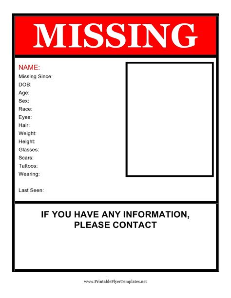 41 Printable Missing Poster Templates (Flyers & Signs)