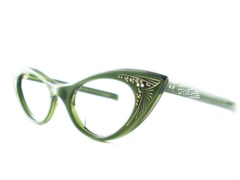 cat eye glasses green vintage eyeglasses sunglasses new frame etsy