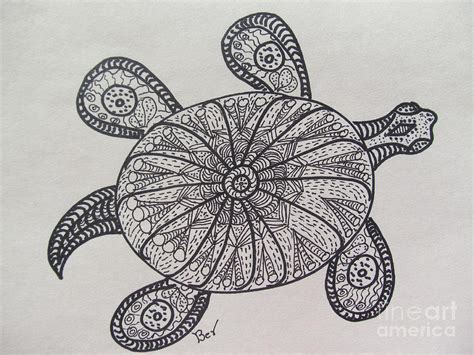 Turtle Zentangle Drawing By Beverly Livingstone