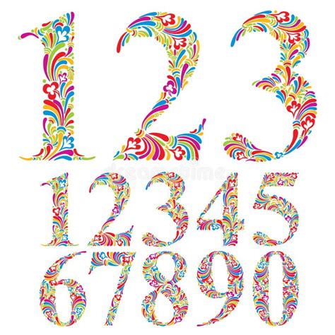 Floral Colorful Numbers Set Stock Vector Illustration Of Color Leaves 42984065