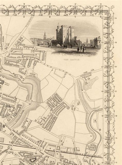 Old Map Of Newcastle And Gateshead In 1851 By Tallis And Rapkin The