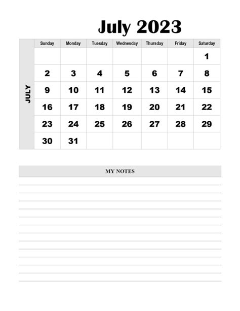 Free July 2023 Calendar Printable Pdf Blank Templates