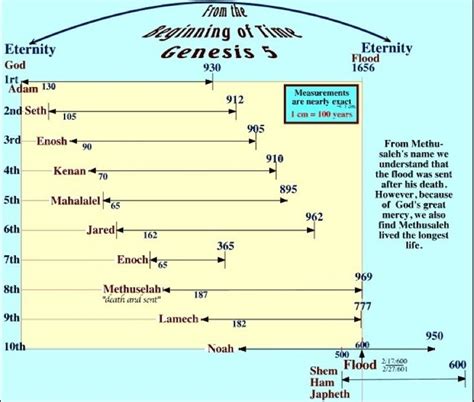 Genesis 5 Chart Of Patriarch Ages From Adam To Noah Including